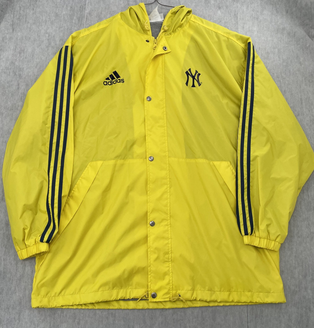 VINTAGE New York Yankees Jacket Adult XL Yellow Usher MLB Windbreaker Lined Mens
